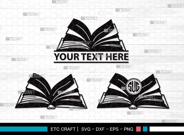 Book Monogram SVG | Book Club Svg | Stacked Books Svg | Open Book Svg | School Book Svg | Stack Of Books Svg | Library Svg | Book Monogram SVG ETC Craft 