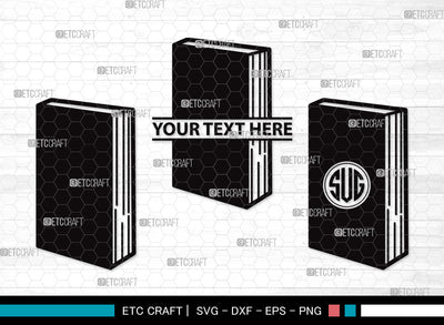 Book Monogram SVG | Book Club Svg | Stacked Books Svg | Open Book Svg | School Book Svg | Stack Of Books Svg | Library Svg | Book Monogram SVG ETC Craft 