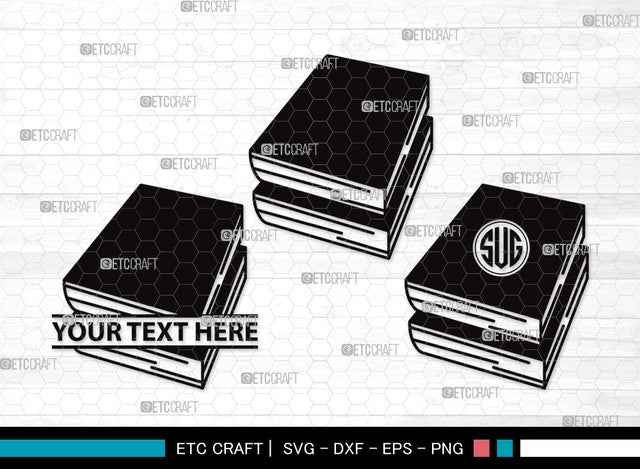 Book Monogram SVG | Book Club Svg | Stacked Books Svg | Open Book Svg | School Book Svg | Stack Of Books Svg | Library Svg | Book Monogram SVG ETC Craft 