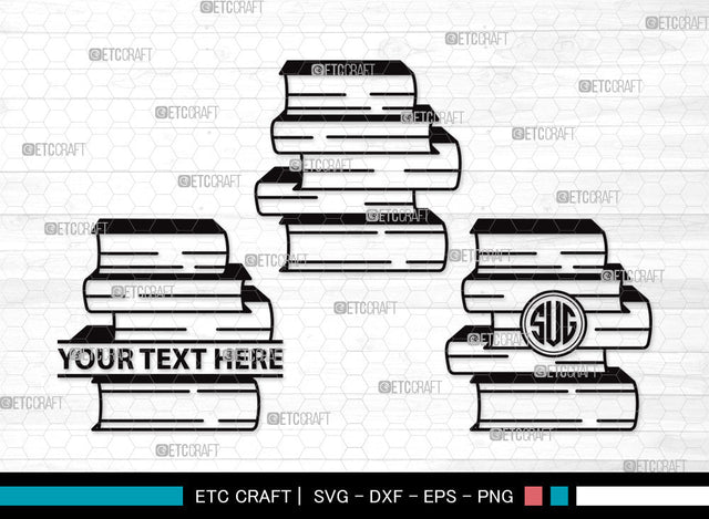 Book Monogram SVG | Book Club Svg | Stacked Books Svg | Open Book Svg | School Book Svg | Stack Of Books Svg | Library Svg | Book Monogram SVG ETC Craft 