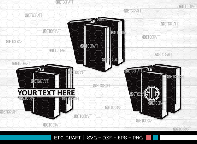 Book Monogram SVG | Book Club Svg | Stacked Books Svg | Open Book Svg | School Book Svg | Stack Of Books Svg | Library Svg | Book Monogram SVG ETC Craft 