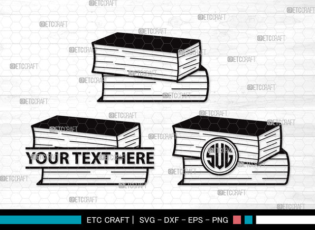 Book Monogram SVG | Book Club Svg | Stacked Books Svg | Open Book Svg | School Book Svg | Stack Of Books Svg | Library Svg | Book Monogram SVG ETC Craft 