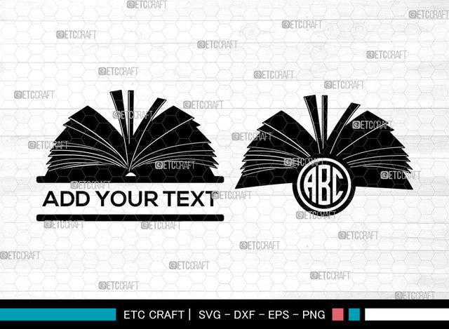 Book Monogram SVG, Stacked Books Svg, Open Book Svg, School Book Svg, Stack Of Books Svg, Split Monogram Svg, Book Svg SVG ETC Craft 