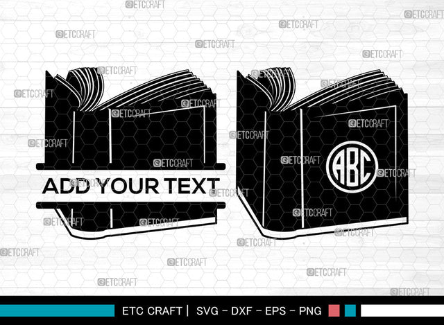 Book Monogram SVG, Stacked Books Svg, Open Book Svg, School Book Svg, Stack Of Books Svg, Split Monogram Svg, Book Svg SVG ETC Craft 