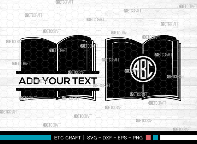 Book Monogram SVG, Stacked Books Svg, Open Book Svg, School Book Svg, Stack Of Books Svg, Split Monogram Svg, Book Svg SVG ETC Craft 