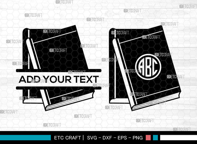 Book Monogram SVG, Stacked Books Svg, Open Book Svg, School Book Svg, Stack Of Books Svg, Split Monogram Svg, Book Svg SVG ETC Craft 