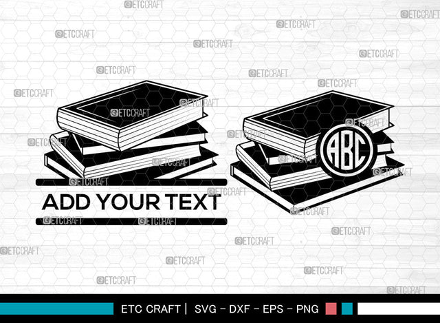 Book Monogram SVG, Stacked Books Svg, Open Book Svg, School Book Svg, Stack Of Books Svg, Split Monogram Svg, Book Svg SVG ETC Craft 