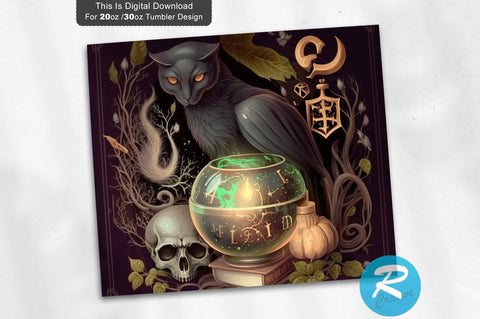 Book Of Spells Cursed Black Cat 20 oz / 30 oz Tumbler PNG Sublimation Regulrcrative 