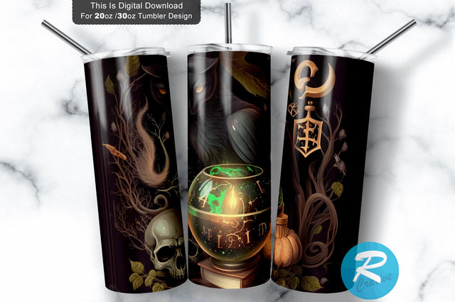 Book Of Spells Cursed Black Cat 20 oz / 30 oz Tumbler PNG Sublimation Regulrcrative 