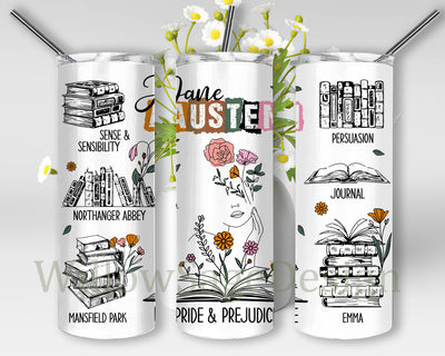 Book Quotes 20oz Tumbler Wrap, Jane Austen Tumbler Png, Just One More Chapter Png, Book Sublimation Design, Book Lover Gift, Digital Download Sublimation WillowSageDesign 