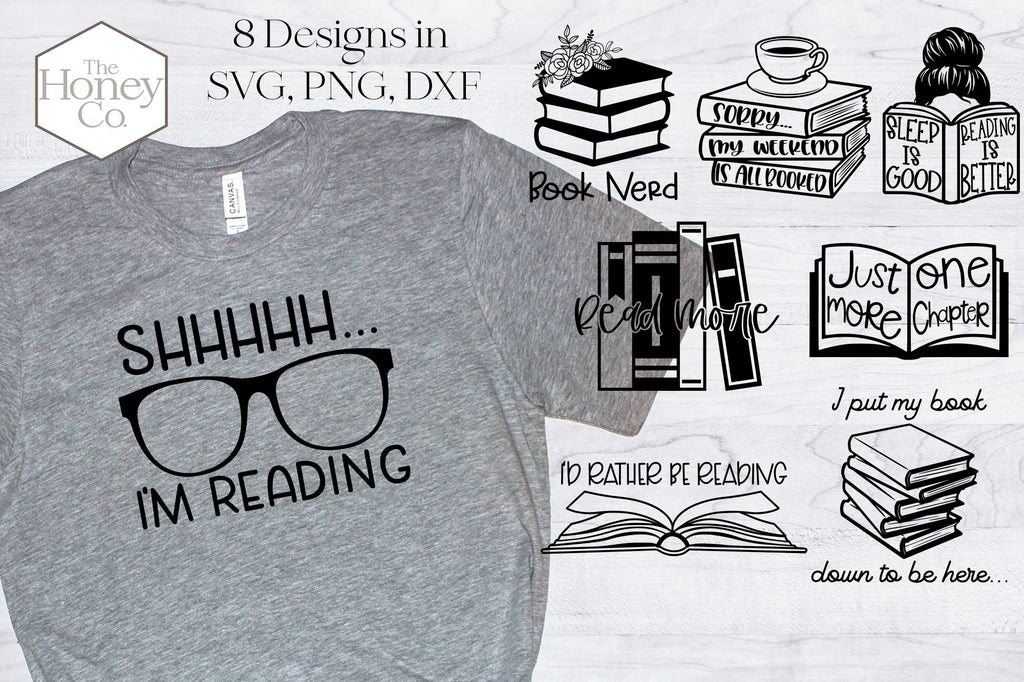 Book Reading Bundle SVG PNG DXF School Design Instant Download ...