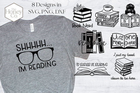 Book Reading Bundle SVG PNG DXF School Design Instant Download Silhouette Cricut Cut Files Cutting Machine SVG The Honey Company 