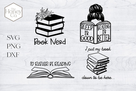 Book Reading Bundle SVG PNG DXF School Design Instant Download Silhouette Cricut Cut Files Cutting Machine SVG The Honey Company 