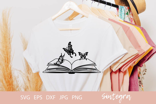 Book Reading With Butterflies SVG Cut File Free For Commercial Use SVG Sintegra 