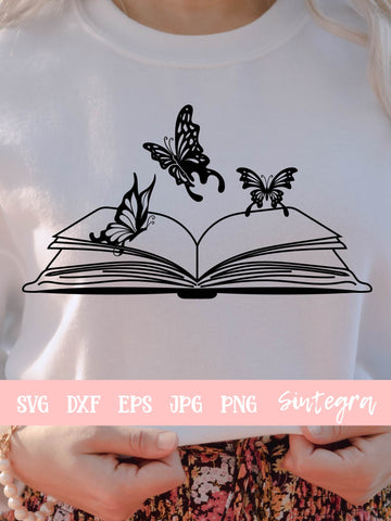 Book Reading With Butterflies SVG Cut File Free For Commercial Use SVG Sintegra 