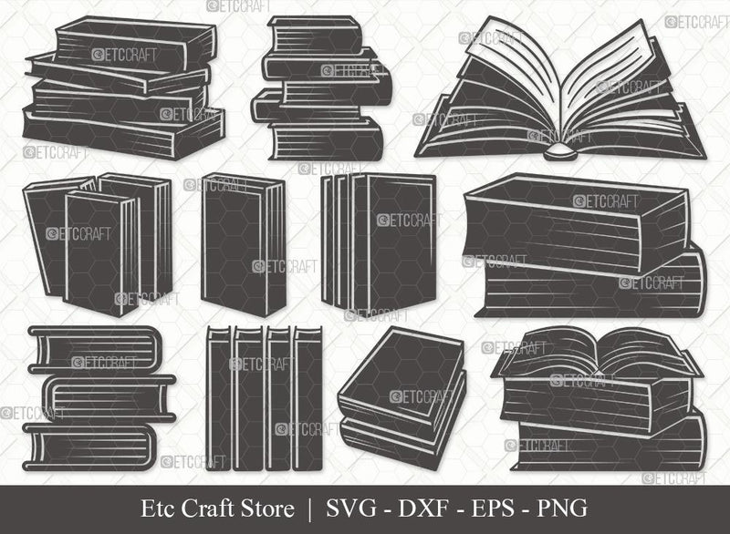 Book Silhouette SVG Cut File | Book Club Svg | Stacked Books Svg | Open ...