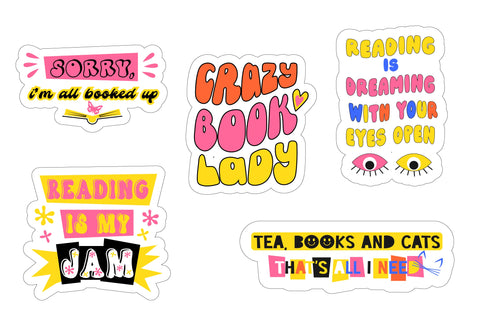 Book Stickers Bundle. Hippie Stickers Pack SVG Olga Terlyanskaya 