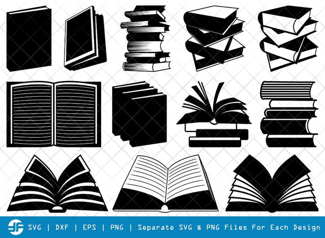 Book SVG Cut Files | Open Book Silhouette Bundle SVG ETC Craft 