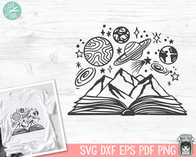 Book SVG, Reading SVG, Sci Fi SVG, Solar System svg, Planets svg, Book Lover svg, Mystical svg, Book Club svg, Librarian svg, Library svg SVG Wild Pilot 