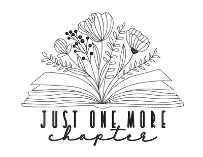 Book with flowers embroidery design, Just one more chapter embroidery, Reading teacher embroidery file, 4 sizes, Instant Download Embroidery/Applique DESIGNS Nino Nadaraia 