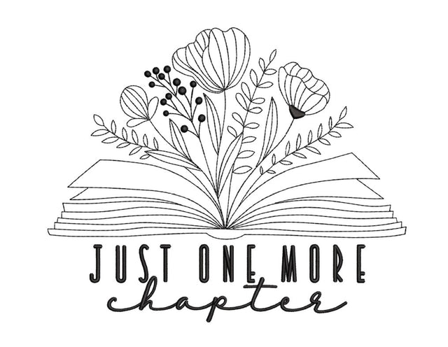 Book with flowers embroidery design, Just one more chapter embroidery, Reading teacher embroidery file, 4 sizes, Instant Download Embroidery/Applique DESIGNS Nino Nadaraia 