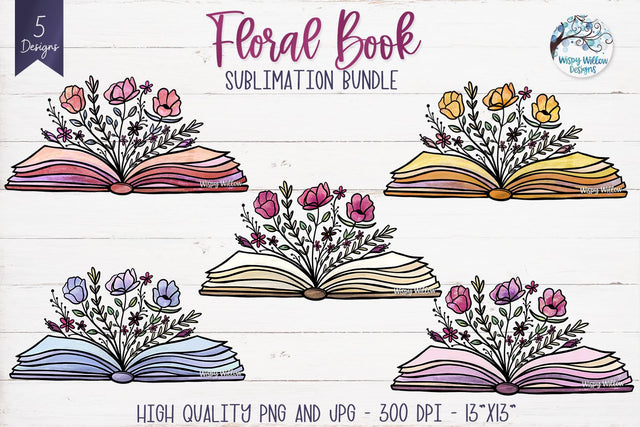 Book with Flowers Sublimation Bundle Sublimation Wispy Willow Designs 