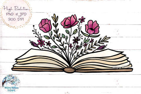 Book with Flowers Sublimation Bundle Sublimation Wispy Willow Designs 