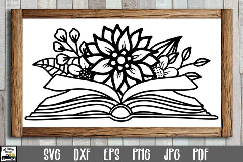 Book with Flowers SVG File SVG Old Market 