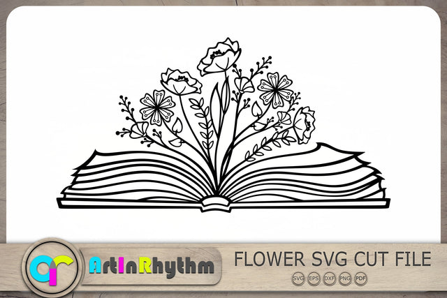 Book with Flowers Svg, Floral Book Svg SVG Artinrhythm shop 