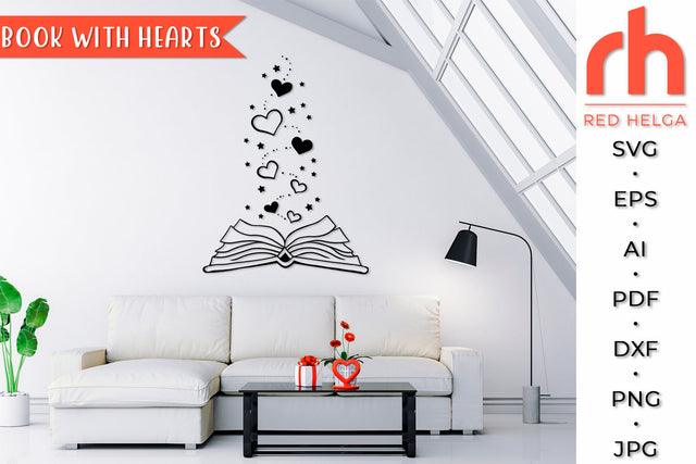 Book with Hearts SVG - Love Story Cut File SVG RedHelgaArt 