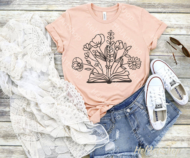 Book with wildflowers svg SVG _HelArtShop_ 