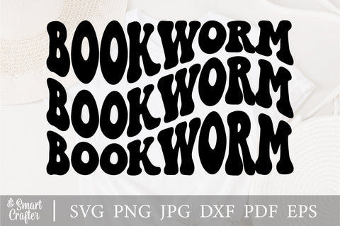 Book Worm Svg, Funny Retro Book Lover Svg, Teacher Svg, Book Lover Shirt Svg, Book Lover, Read Svg, Bibliophile Svg, Wavy Stacked Svg SVG Fauz 