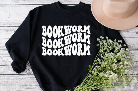 Book Worm Svg, Funny Retro Book Lover Svg, Teacher Svg, Book Lover Shirt Svg, Book Lover, Read Svg, Bibliophile Svg, Wavy Stacked Svg SVG Fauz 