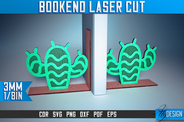 Bookend Laser Cut SVG | Book Laser Cut SVG Design | CNC Files SVG Fly Design 