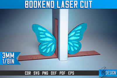 Bookend Laser Cut SVG | Book Laser Cut SVG Design | CNC Files SVG Fly Design 