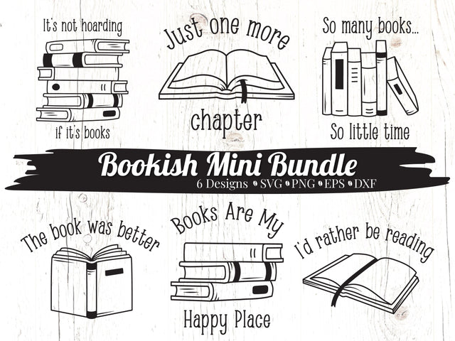 Bookish Mini Set SVG Caffeinated SVGs 