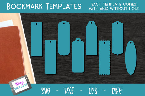 Bookmark Bundle - 8 Bookmark Templates with and without hole SVG Stacy's Digital Designs 