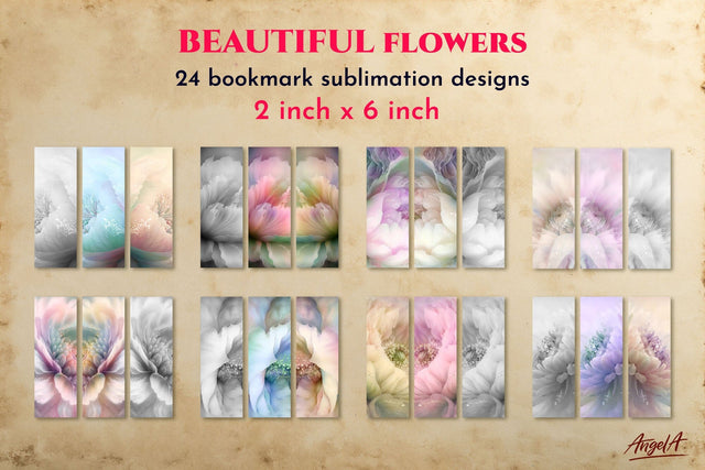 Bookmark bundle. Flowers bookmark sublimation designs PNG Sublimation Angelina Semenova 