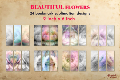 Bookmark bundle. Flowers bookmark sublimation designs PNG Sublimation Angelina Semenova 