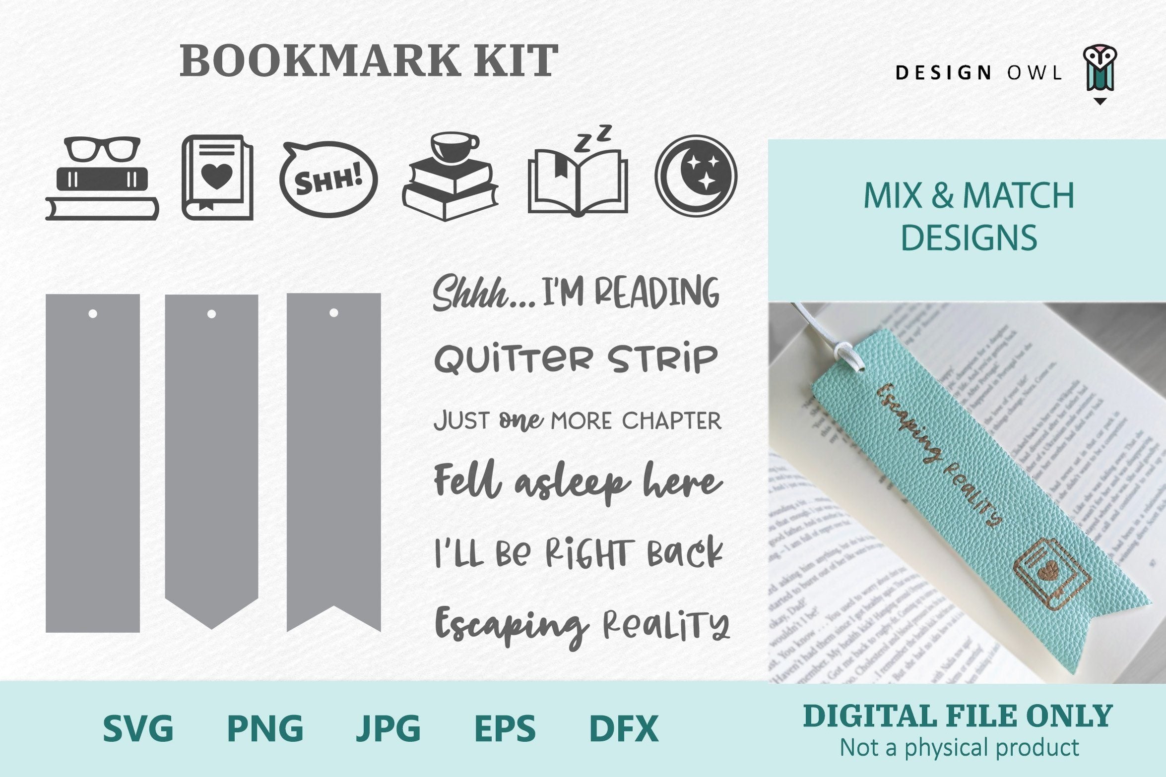 Instant Download Printable Halloween Bookmarks Set - So Fontsy