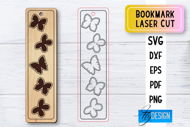 Bookmark Laser Cut SVG | Bookmark SVG Design | CNC Files SVG Fly Design 