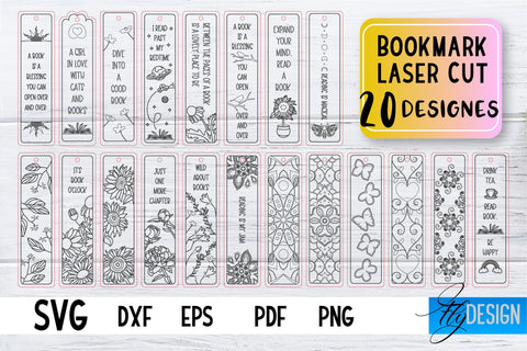 Bookmark Laser Cut SVG | Bookmark SVG Design | CNC Files SVG Fly Design 