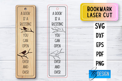 Bookmark Laser Cut SVG | Bookmark SVG Design | CNC Files SVG Fly Design 