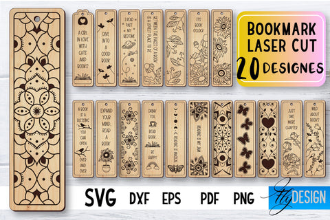 Bookmark Laser Cut SVG | Bookmark SVG Design | CNC Files SVG Fly Design 