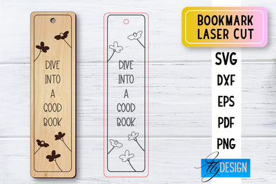 Bookmark Laser Cut SVG | Bookmark SVG Design | CNC Files SVG Fly Design 