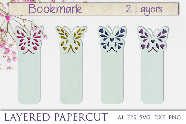 Bookmarks with butterfly svg template, Layered papercut bookmarks svg 3D Paper AnastasiyaArtDesign 