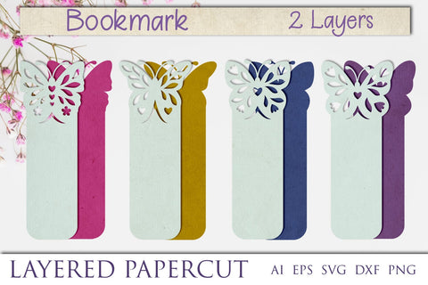 Bookmarks with butterfly svg template, Layered papercut bookmarks svg 3D Paper AnastasiyaArtDesign 