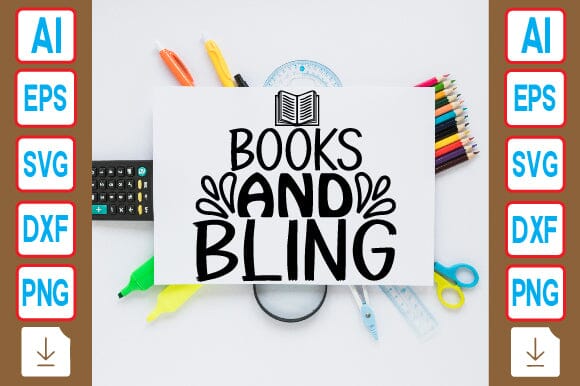 Books and Bling SVG Craftlabsvg24 