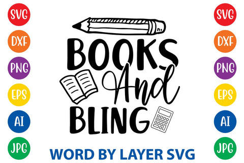 Books And Bling SVG Design SVG Rafiqul20606 