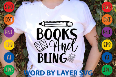 Books And Bling SVG Design SVG Rafiqul20606 